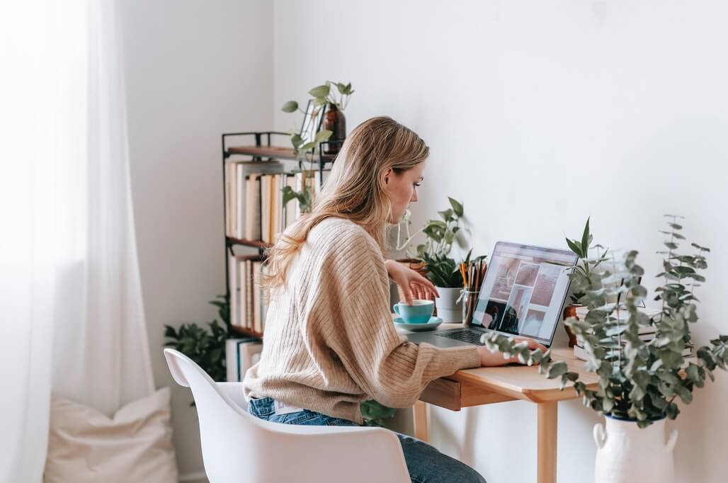 mom working remotely in her designated work space