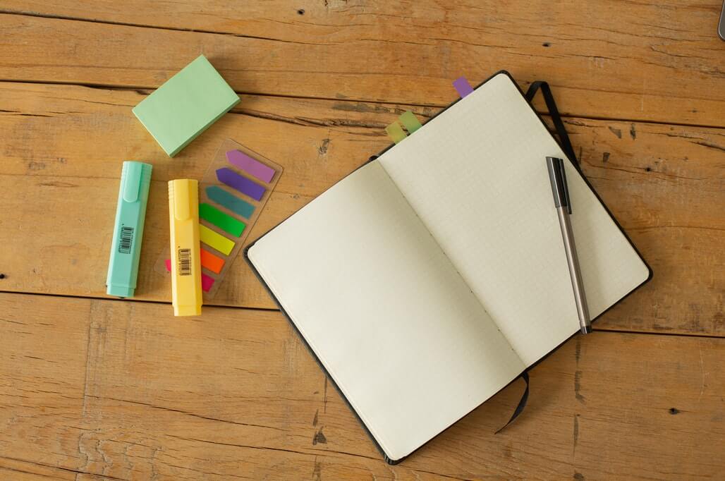 planner with colored stickers