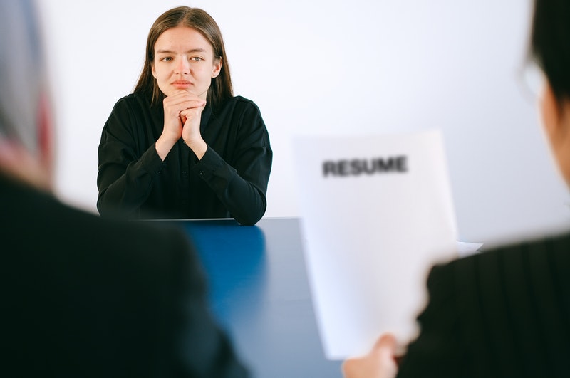 woman waiting for her resume approval by employer